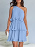 'Hesper' Layered Single Shoulder Mini Dress - Celes Fashion